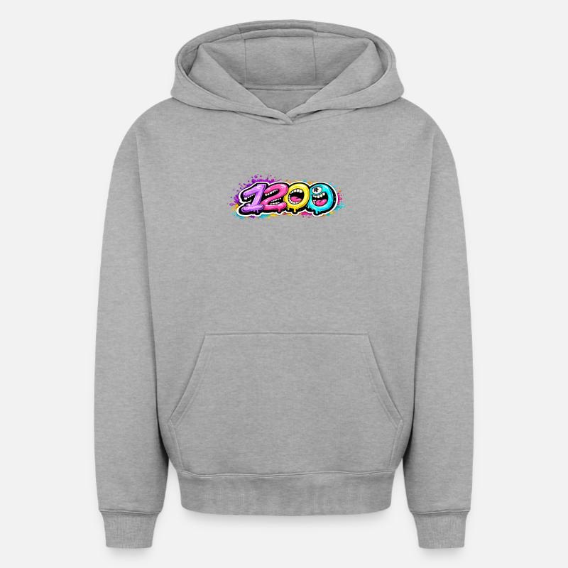 1200 Bubbleface - Sweat à capuche unisexe oversize épais SPREAD - gris chiné