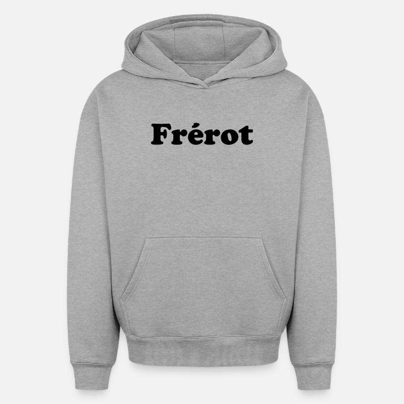 Frérot - expression amicale  - Sweat à capuche unisexe oversize épais SPREAD - gris chiné