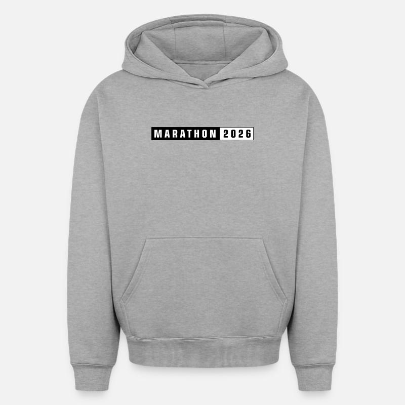 Marathon 2026 - Sweat à capuche unisexe oversize épais SPREAD - gris chiné