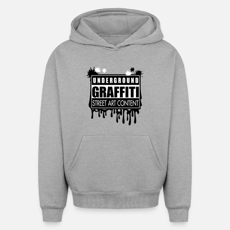 Underground graffitis flex - Sweat à capuche unisexe oversize épais SPREAD - gris chiné