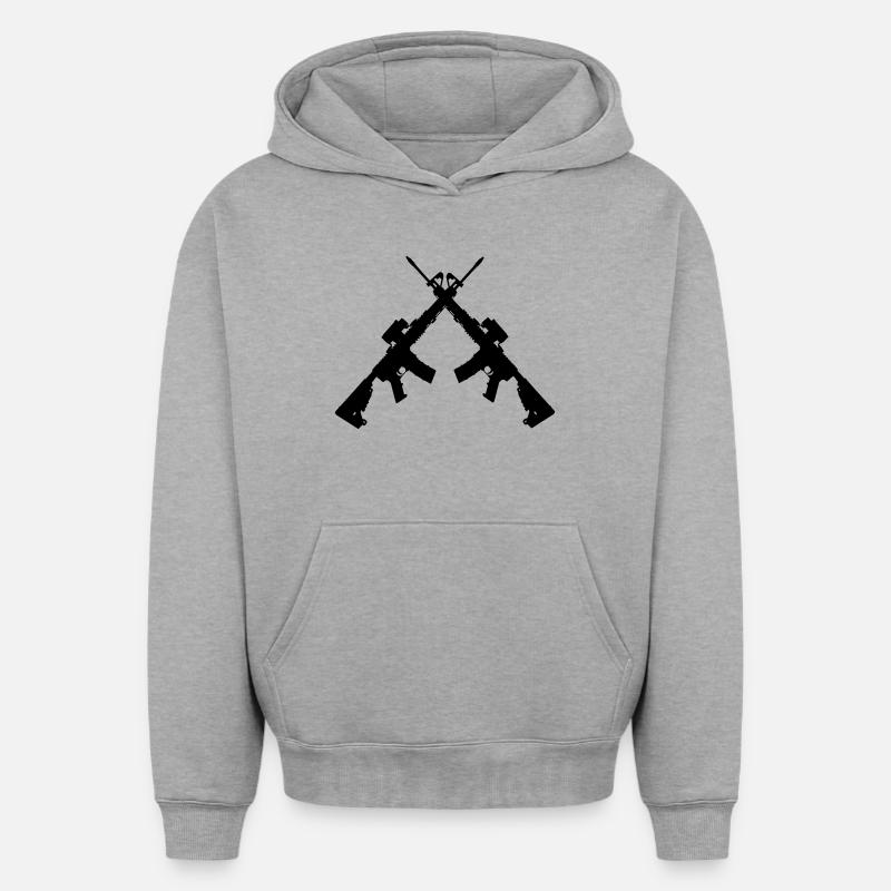 Deux Colt C7 croisés - Sweat à capuche unisexe oversize épais SPREAD - gris chiné