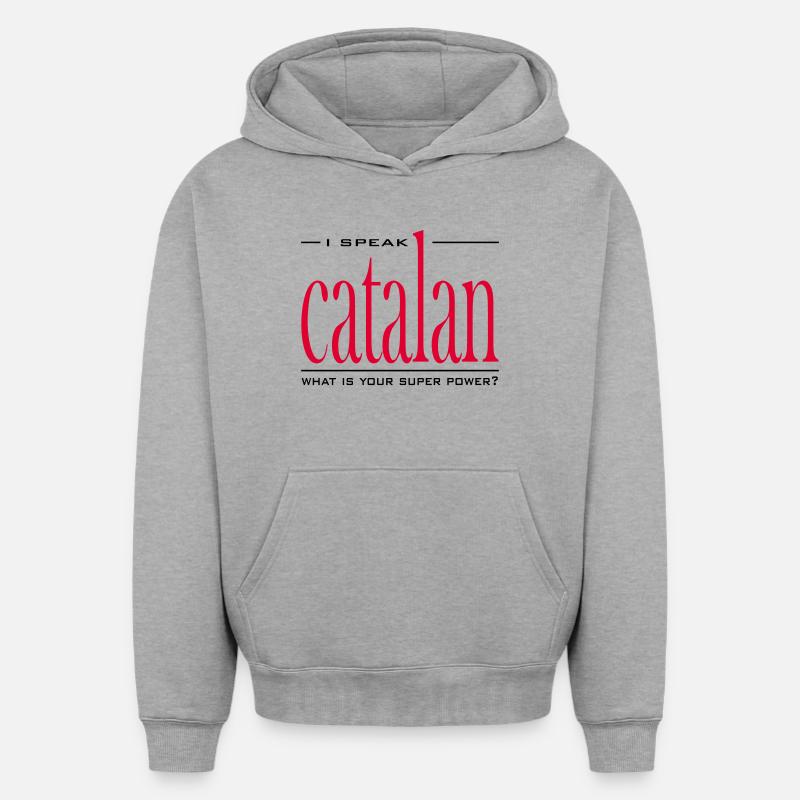 Superpuissance catalane - Sweat à capuche unisexe oversize épais SPREAD - gris chiné