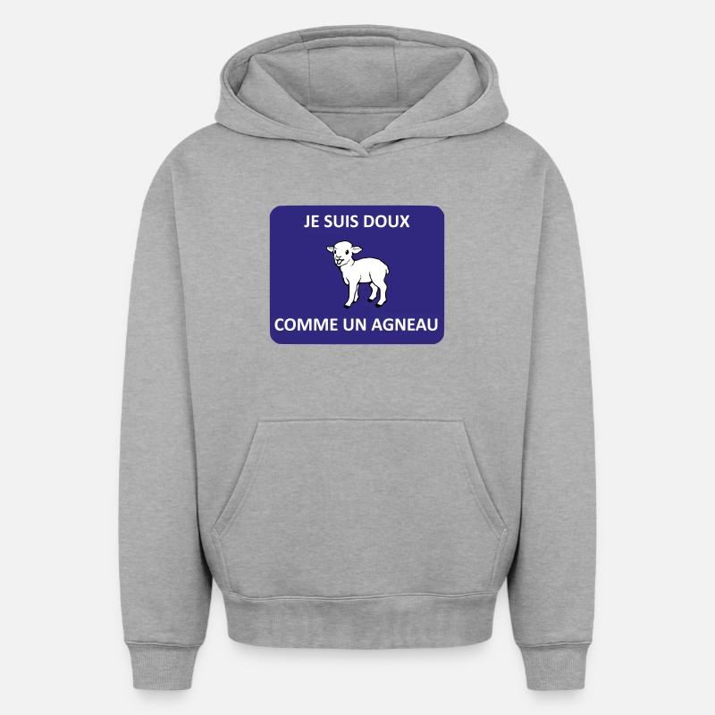 Doux comme un agneau - Sweat à capuche unisexe oversize épais SPREAD - gris chiné