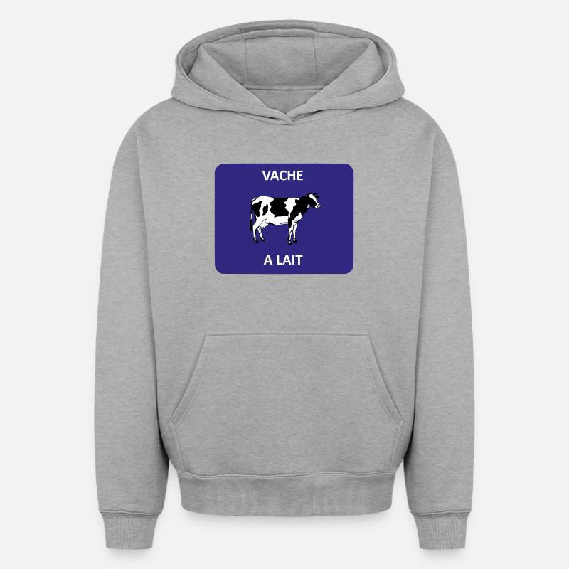 Vache à lait - Sweat à capuche unisexe oversize épais SPREAD - gris chiné
