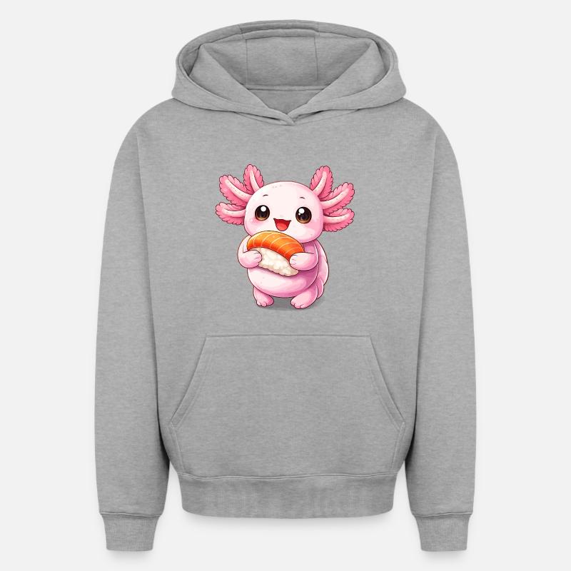 Kawaii Sushi Sprite - Sweat à capuche unisexe oversize épais SPREAD - gris chiné