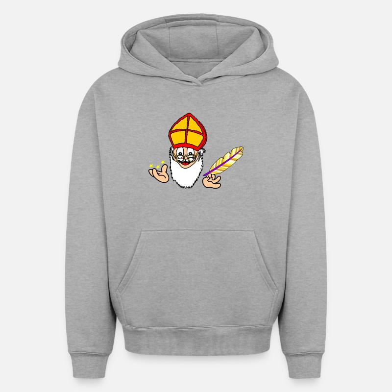 Père Noël - Sweat à capuche unisexe oversize épais SPREAD - gris chiné