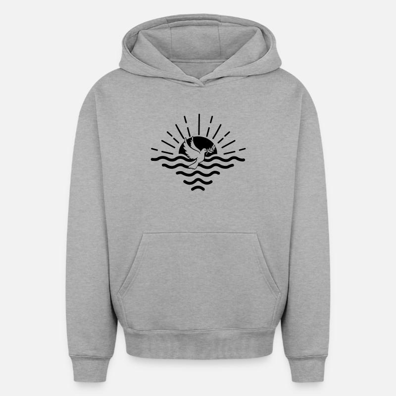 Pigeon crépuscule - Sweat à capuche unisexe oversize épais SPREAD - gris chiné
