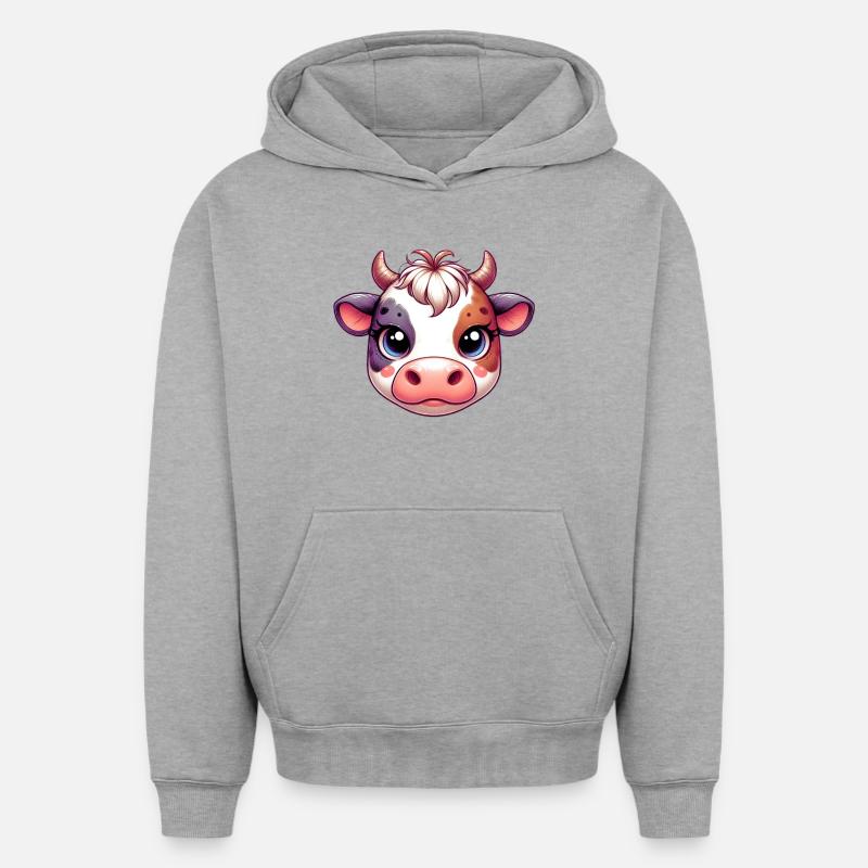 Vache - Sweat à capuche unisexe oversize épais SPREAD - gris chiné