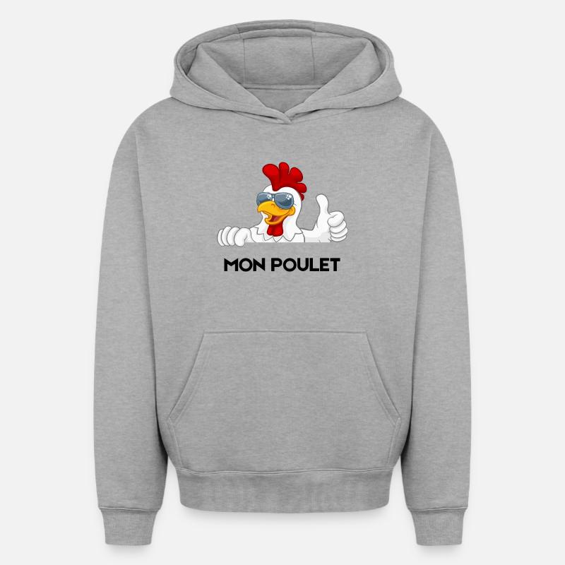 Coq cool en lunettes soleil - Sweat à capuche unisexe oversize épais SPREAD - gris chiné