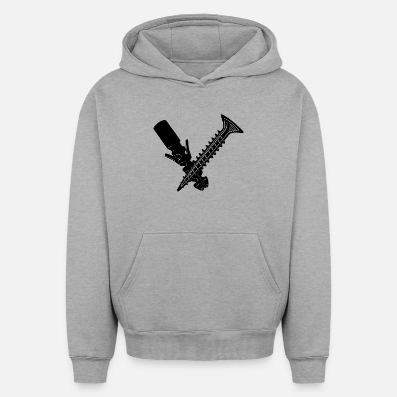Visser et bouchon - Sweat à capuche unisexe oversize épais SPREAD - gris chiné
