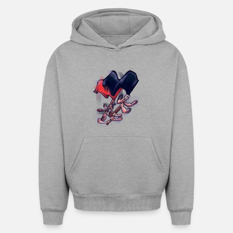 AntiFa - Sweat à capuche unisexe oversize épais SPREAD - gris chiné