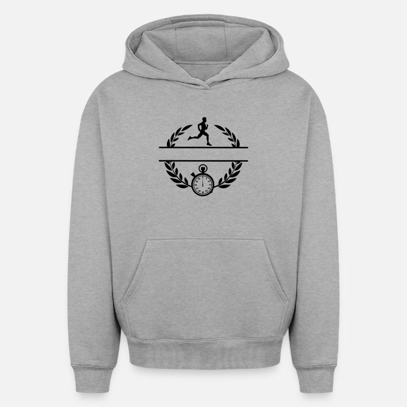 Coureur de chronomètre - Sweat à capuche unisexe oversize épais SPREAD - gris chiné