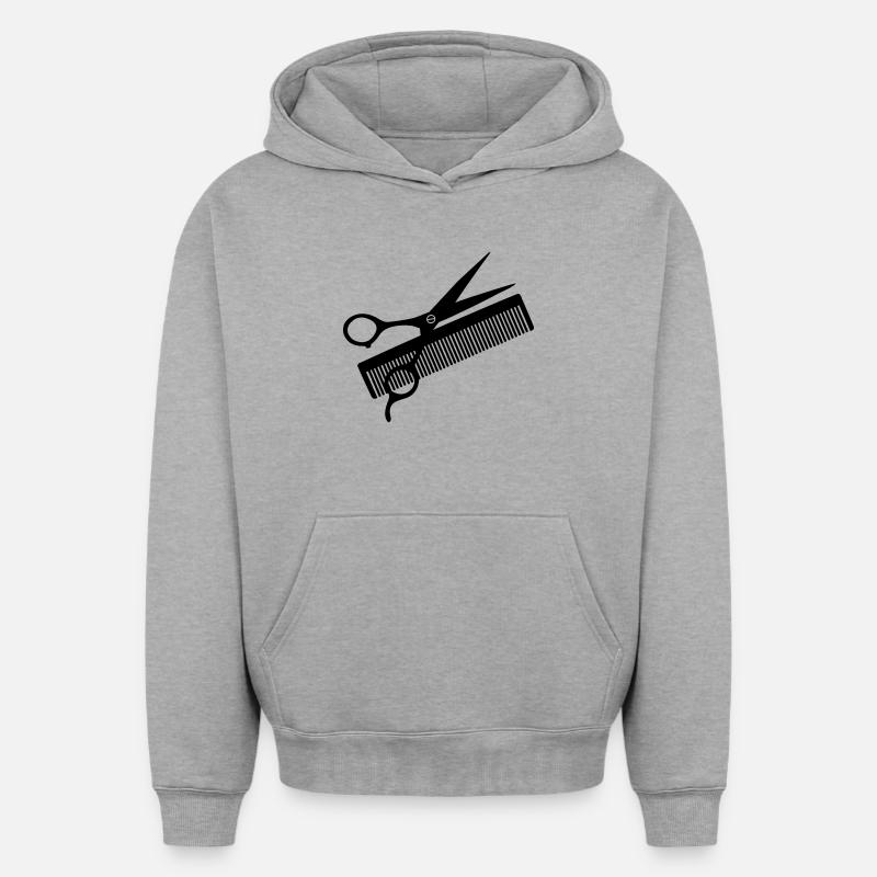 Logo coiffeur - Sweat à capuche unisexe oversize épais SPREAD - gris chiné