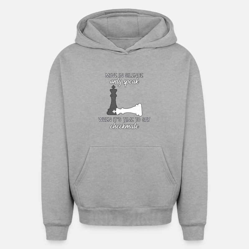 échec et mat - Sweat à capuche unisexe oversize épais SPREAD - gris chiné
