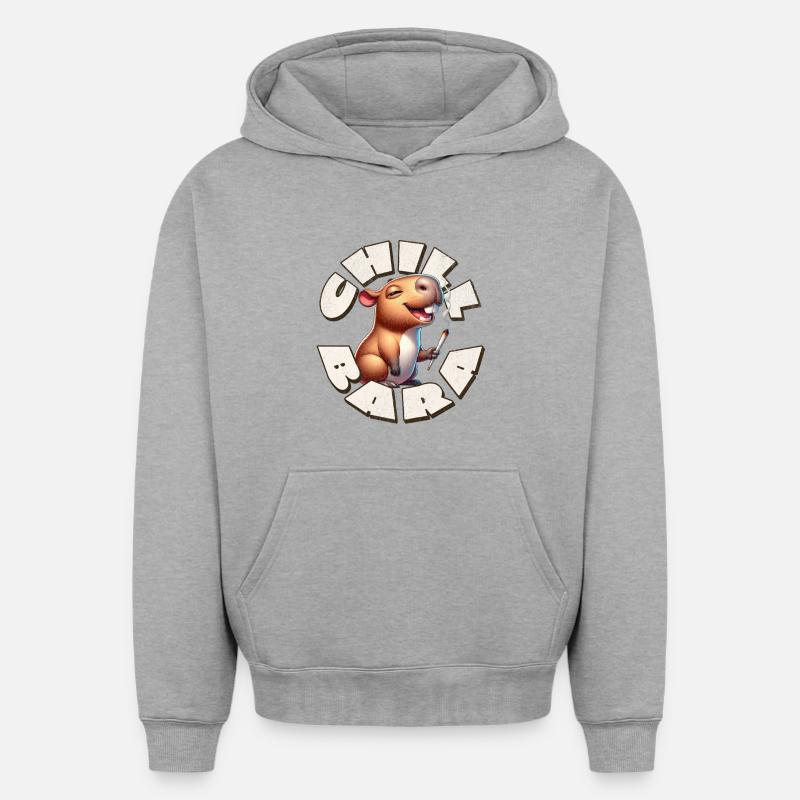 Capybara Chill Bara - Sweat à capuche unisexe oversize épais SPREAD - gris chiné