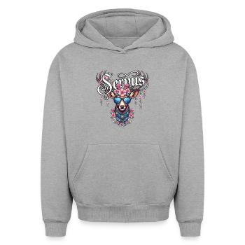 Servus Shirt Women's Traditional Shirt Traditional Costume Outfit - Oversized Heavyweight Unisex Hoodie - heather grey - Front - AI Model Female 172 dark (172cm) & AI Model Male 185 light (185cm)