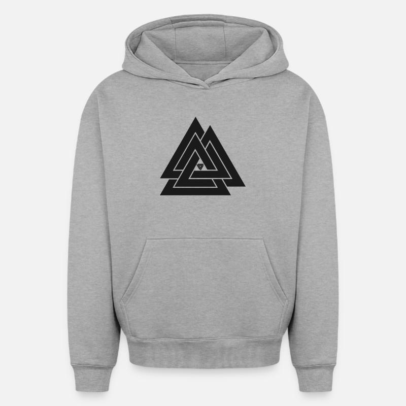 Valknut symbole viking - Sweat à capuche unisexe oversize épais SPREAD - gris chiné