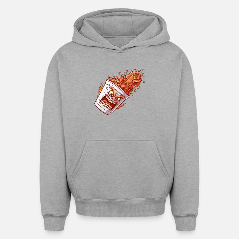 Coupe Enflammée - Sweat à capuche unisexe oversize épais SPREAD - gris chiné