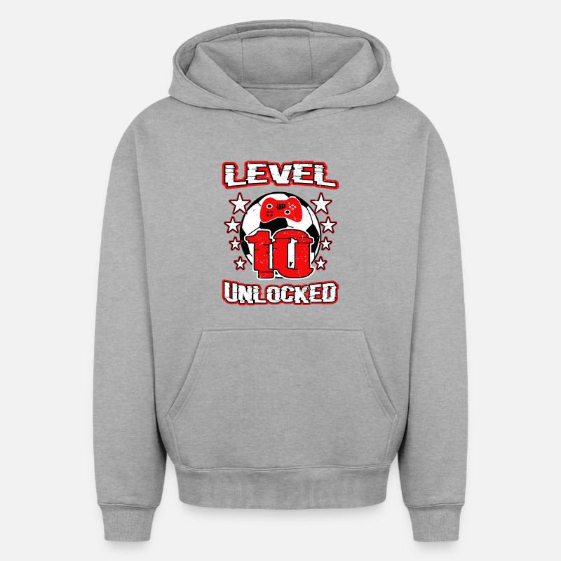 Anniversaire d’enfant 10 ans - Sweat à capuche unisexe oversize épais SPREAD - gris chiné