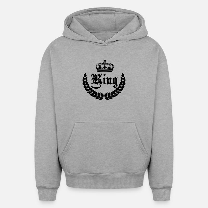 Couronne royale - Sweat à capuche unisexe oversize épais SPREAD - gris chiné