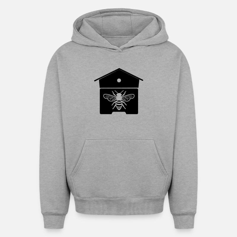 Maison d’abeilles ou nid d’abeilles - Sweat à capuche unisexe oversize épais SPREAD - gris chiné