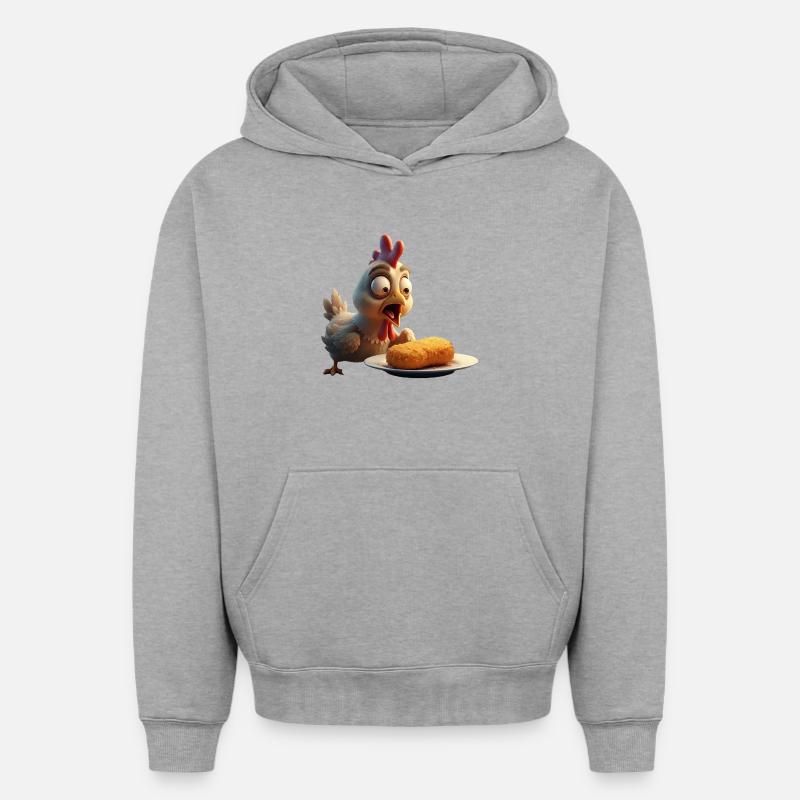Poulet Mécontent - Sweat à capuche unisexe oversize épais SPREAD - gris chiné