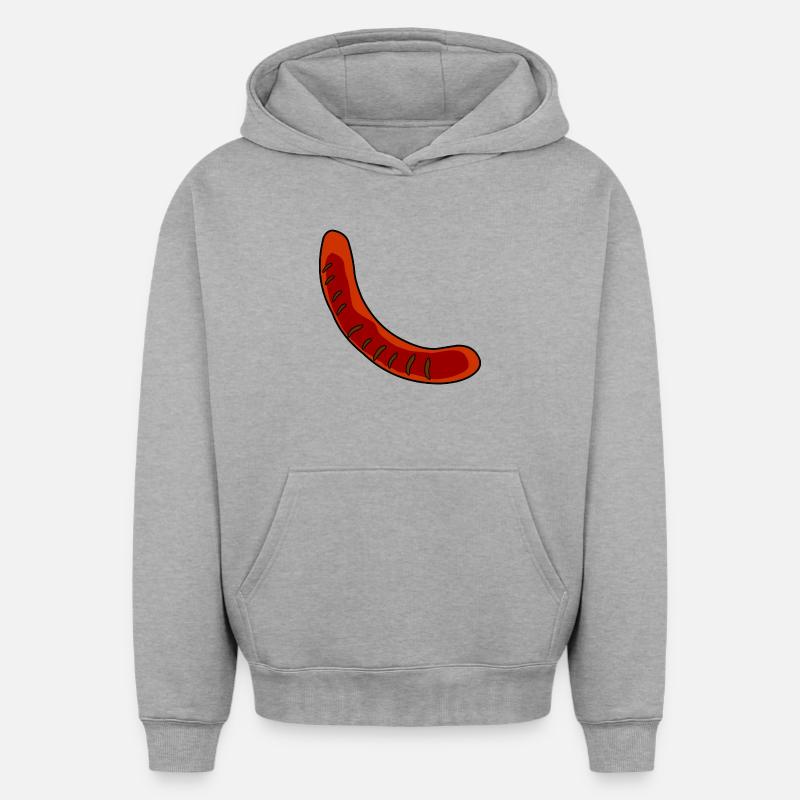Saucisse ou bratwurst - Sweat à capuche unisexe oversize épais SPREAD - gris chiné