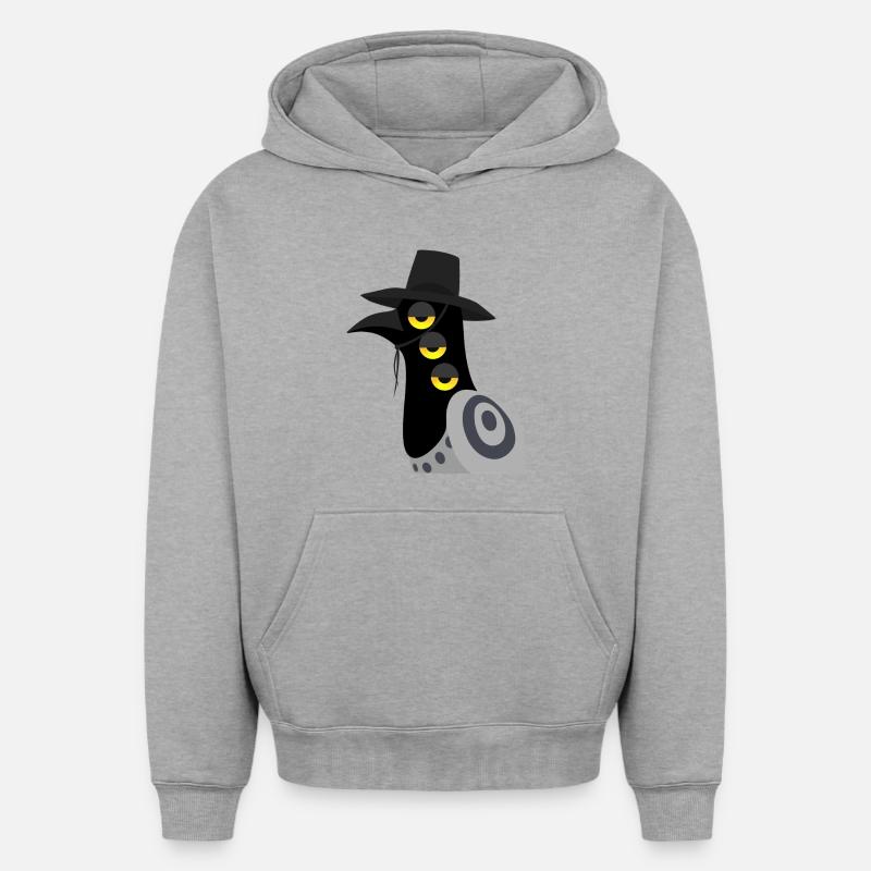 Dämonischer Vogel skeptisch - Oversized Heavyweight Unisex Hoodie - Grau meliert