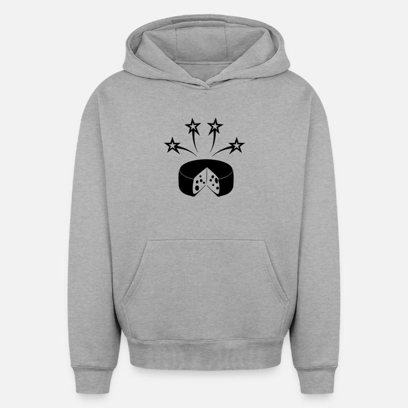 Fromage à quatre étoiles - Sweat à capuche unisexe oversize épais SPREAD - gris chiné