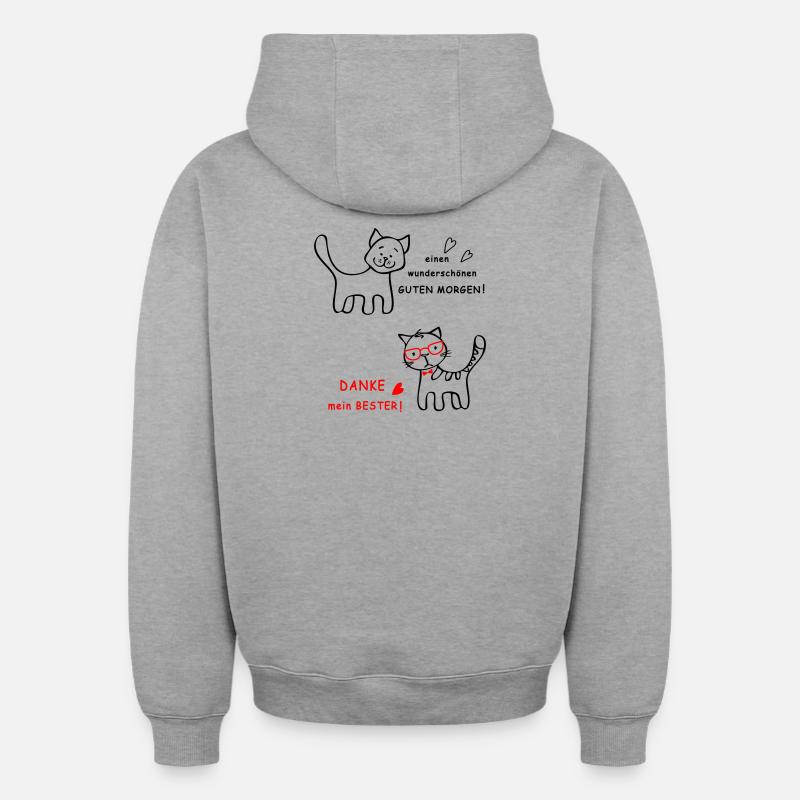 Bonjour chien et chat - Sweat à capuche unisexe oversize épais SPREAD - gris chiné