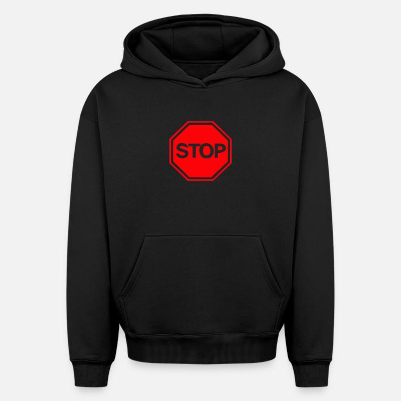 arrêt - Sweat à capuche unisexe oversize épais SPREAD - noir