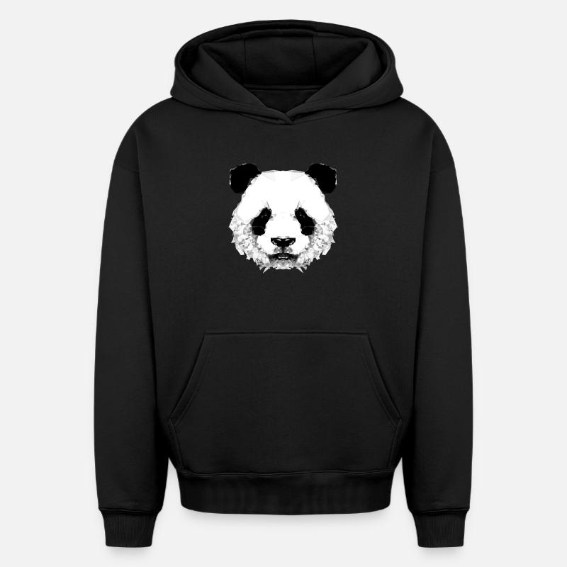 Geometrischer Panda - Sweat à capuche unisexe oversize épais SPREAD - noir