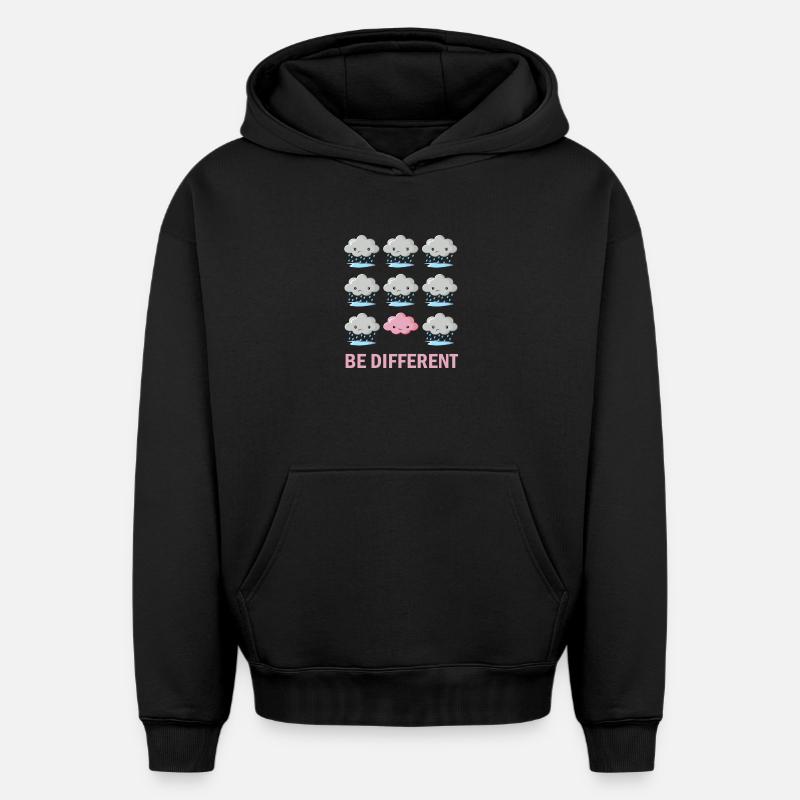 Être différent - Sweat à capuche unisexe oversize épais SPREAD - noir