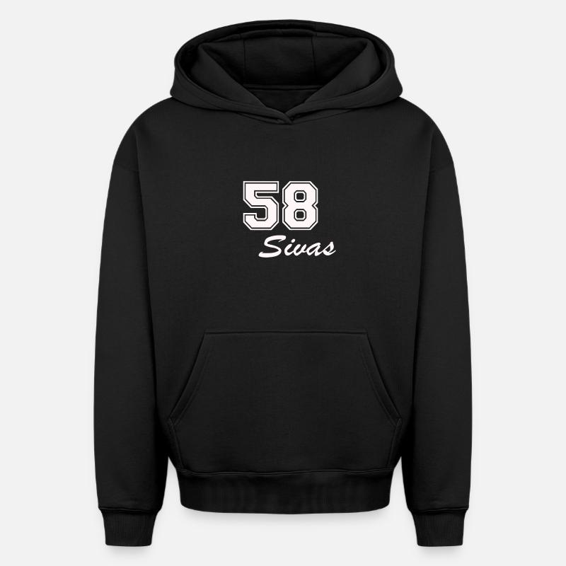 Sivas - Sweat à capuche unisexe oversize épais SPREAD - noir