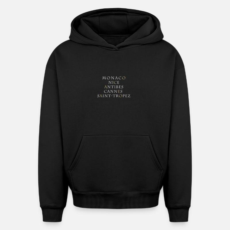 Monaco - Sweat à capuche unisexe oversize épais SPREAD - noir