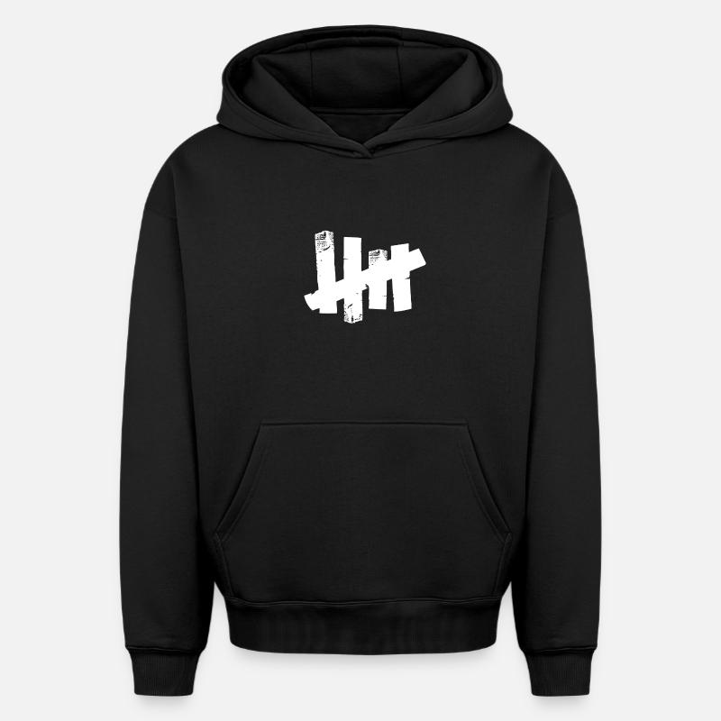 Cinq bandes - bande - bande - Sweat à capuche unisexe oversize épais SPREAD - noir