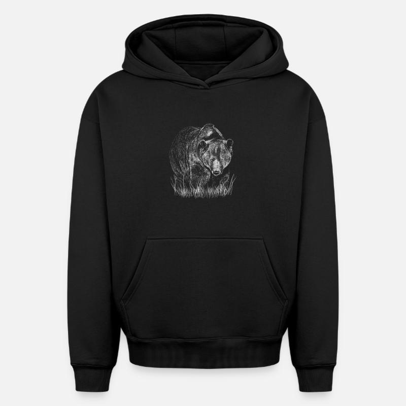 Bear - Sweat à capuche unisexe oversize épais SPREAD - noir