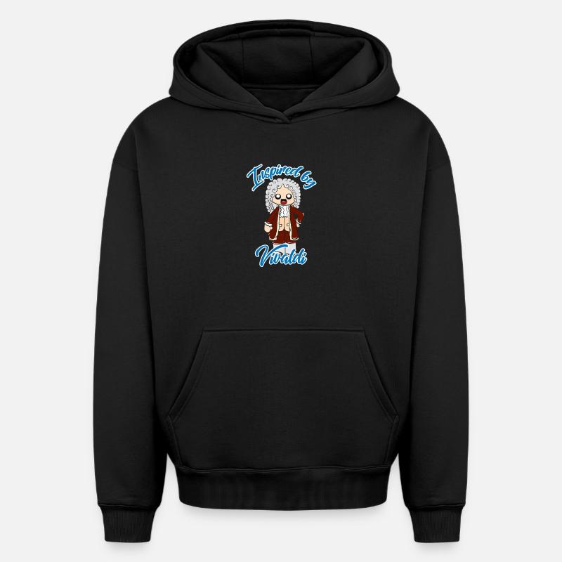 Vivaldi - Sweat à capuche unisexe oversize épais SPREAD - noir