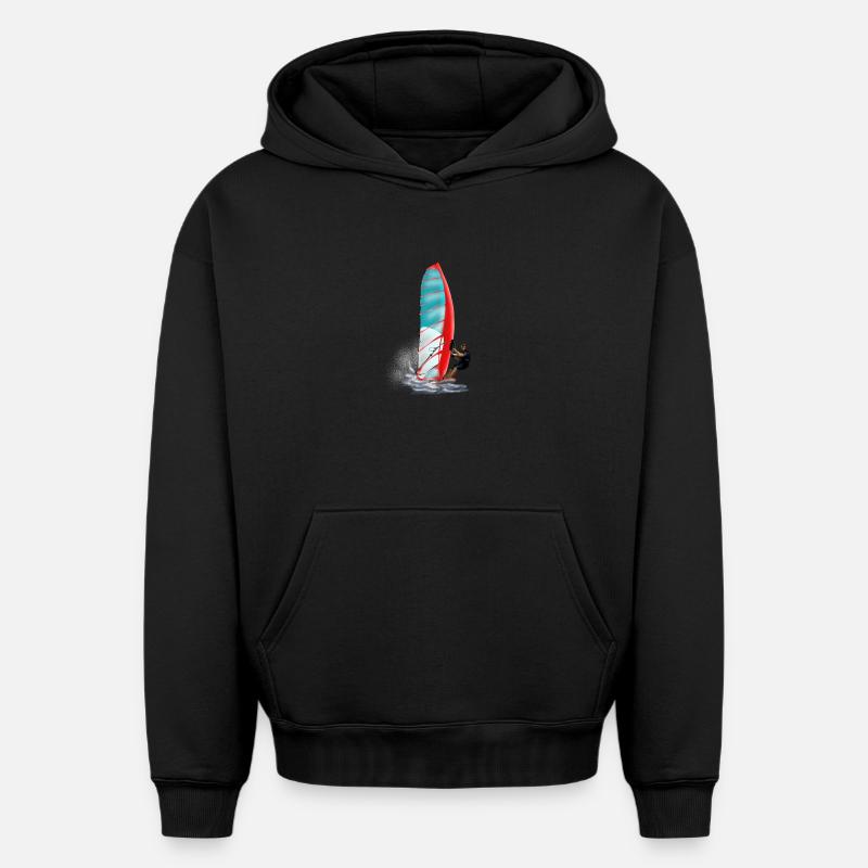 windsurfing - Sweat à capuche unisexe oversize épais SPREAD - noir