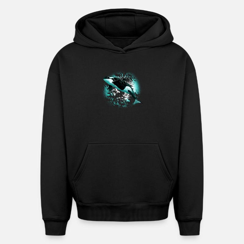 orca - Sweat à capuche unisexe oversize épais SPREAD - noir