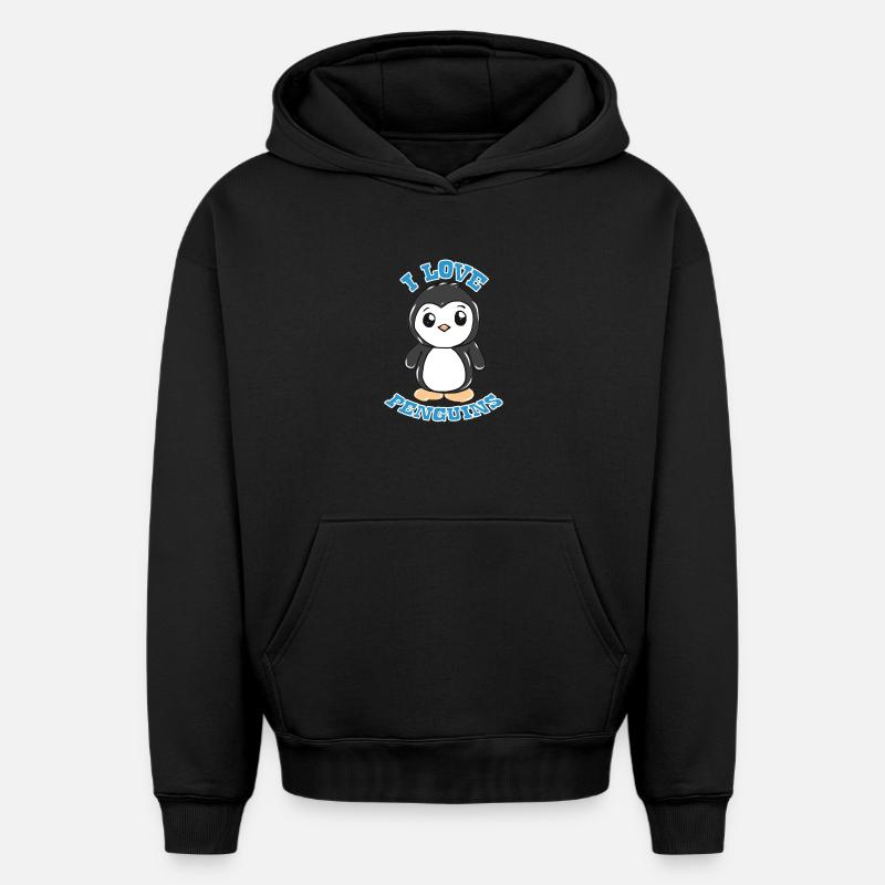 manchot - Sweat à capuche unisexe oversize épais SPREAD - noir