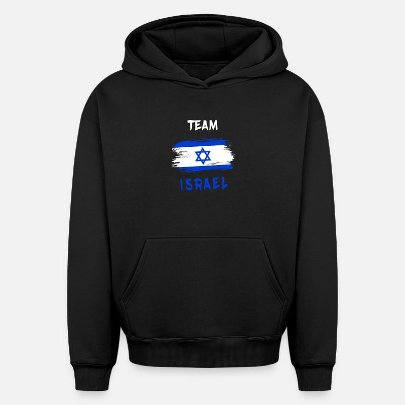 Équipe Israël / Drapeau - Sweat à capuche unisexe oversize épais SPREAD - noir