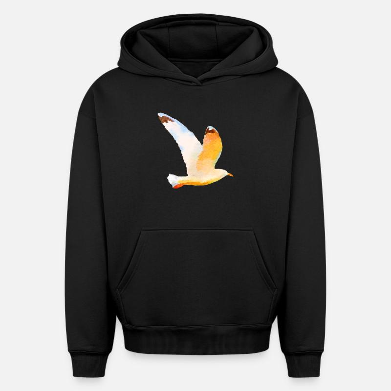 mouette - Sweat à capuche unisexe oversize épais SPREAD - noir