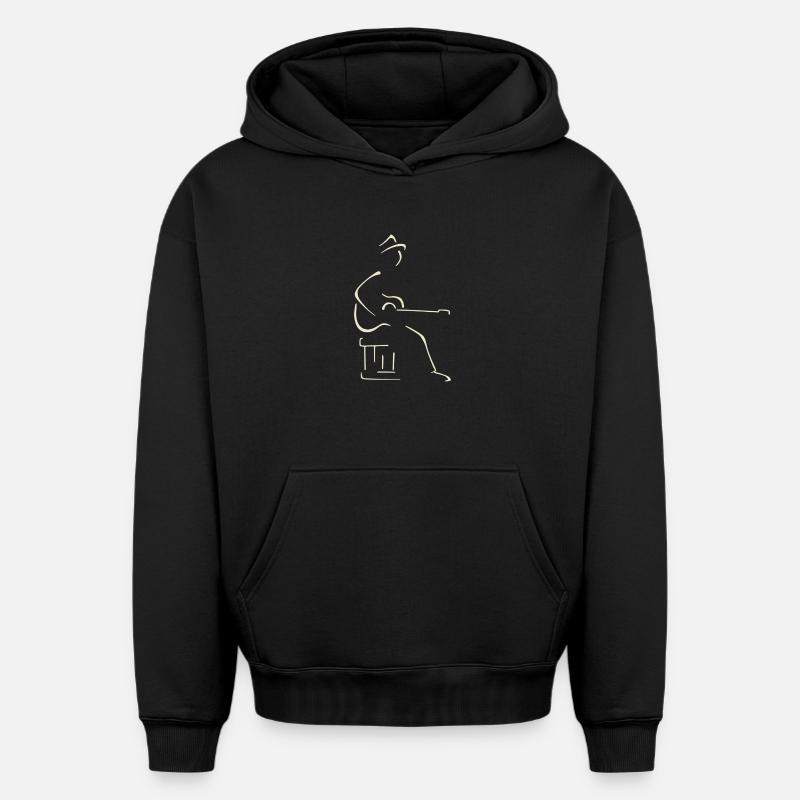 Guitariste blues - Sweat à capuche unisexe oversize épais SPREAD - noir