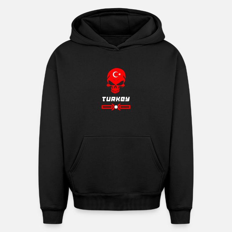 Conception de crâne de dinde - Sweat à capuche unisexe oversize épais SPREAD - noir