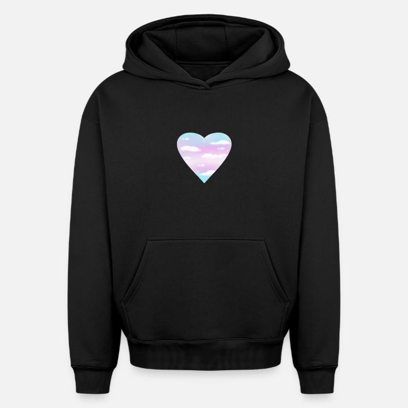 Cœur trans - Sweat à capuche unisexe oversize épais SPREAD - noir