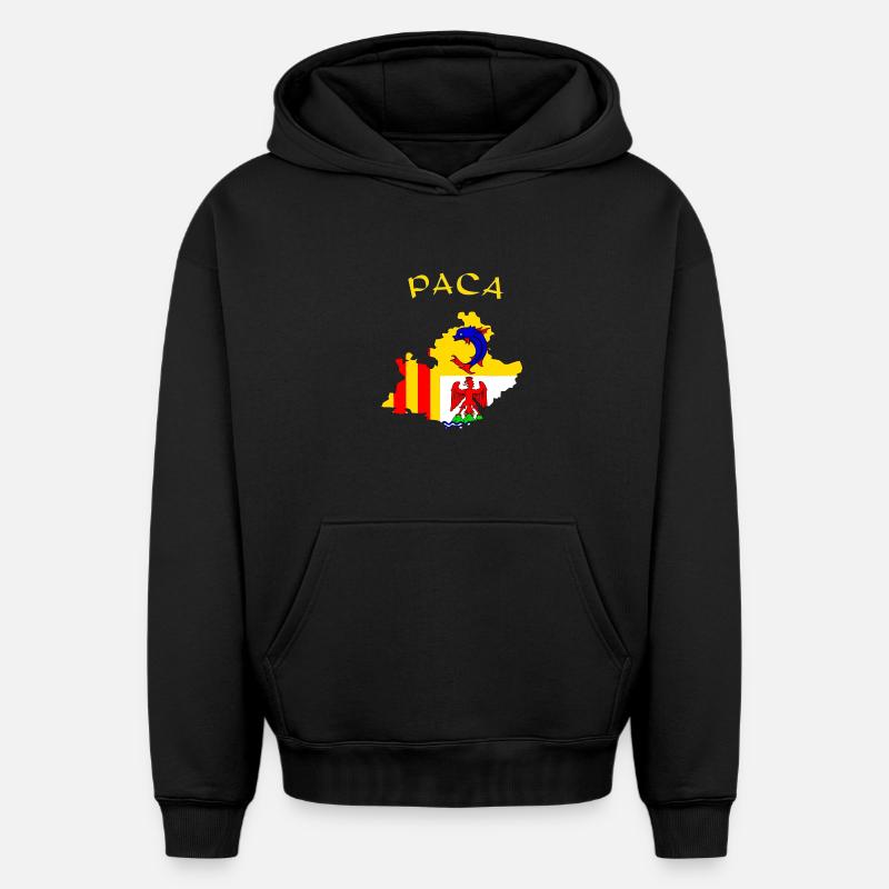 PACA - Sweat à capuche unisexe oversize épais SPREAD - noir