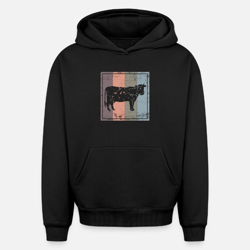 Vache - Sweat à capuche unisexe oversize épais SPREAD - noir