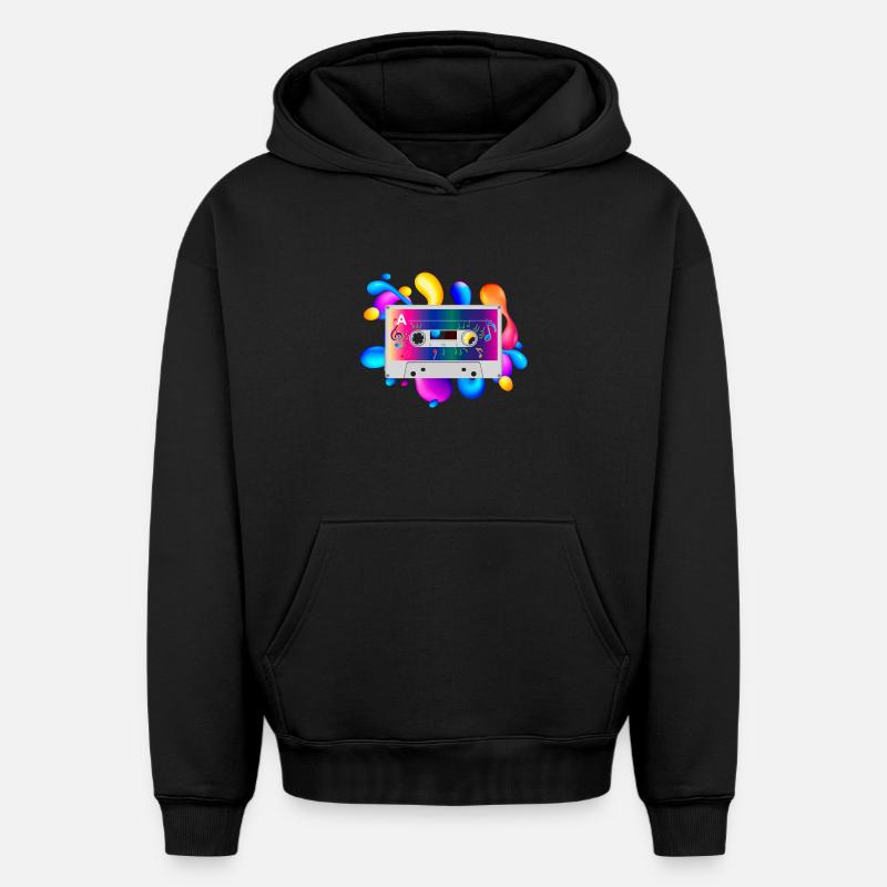 Cassette - Sweat à capuche unisexe oversize épais SPREAD - noir