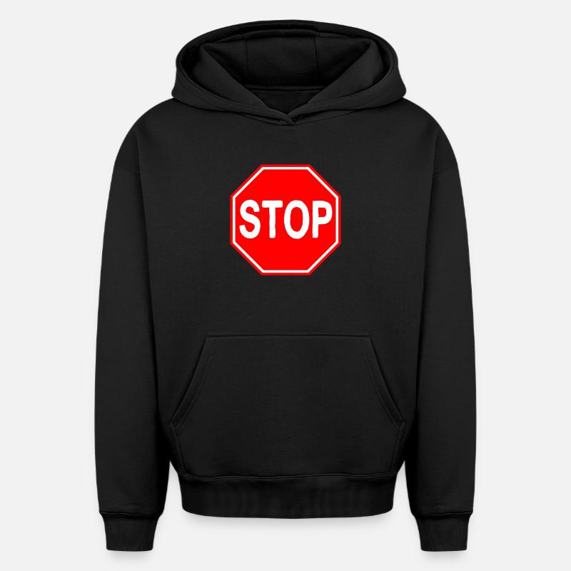 Panneau stop - Sweat à capuche unisexe oversize épais SPREAD - noir